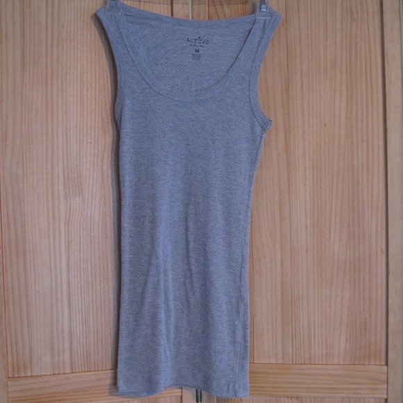 3/$20 Activewear Heather Grey long Cotton Tank Top - Picture 1 of 1